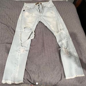 John John Demin asymmetrical low rise jeans